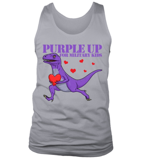 Purple Up For Military Kids Raptor Dinosaur Boys Tank Top Unisex