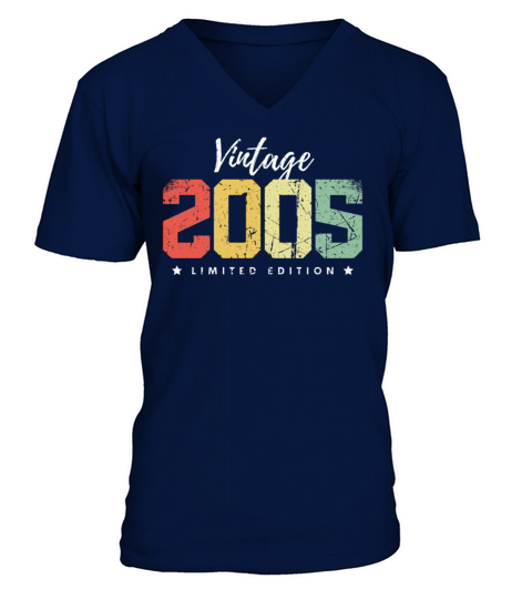 18 Years Vintage 2005 Retro 18th Birthday V-Neck T-shirt