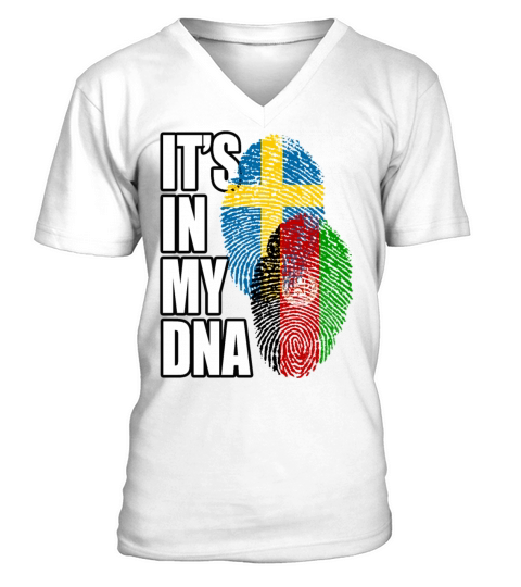 Afghan And Swedish Mix Heritage DNA Flag V-Neck T-shirt