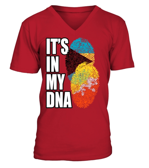 Bhutanese And Bahamian Mix Heritage DNA Flag V-Neck T-shirt