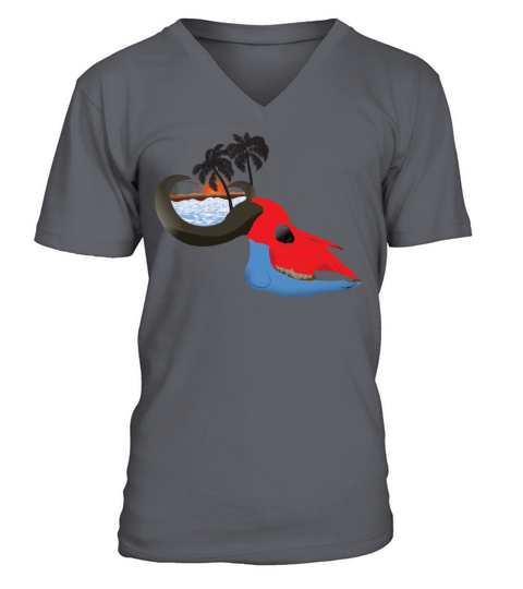 buffalo skull colorful V-Neck T-shirt