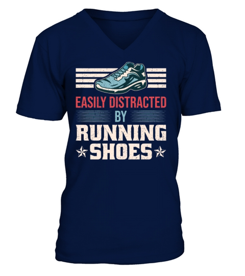 Easily Distracted By Running Shoes - Ironic V-Neck T-shirt