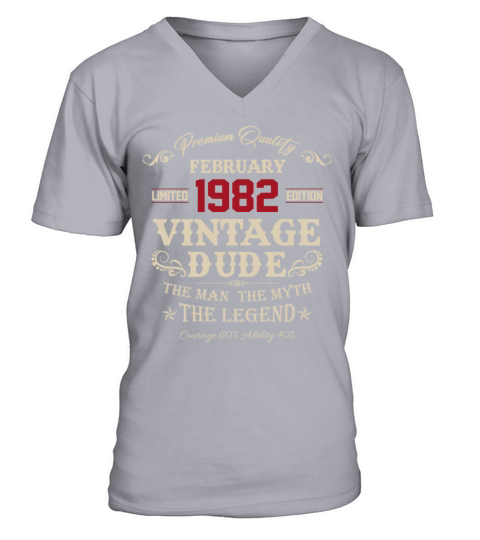February 1982 Vintage Birthday Present V-Neck T-shirt