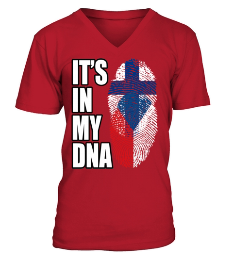 Finland And Czech Mix Heritage DNA Flag V-Neck T-shirt