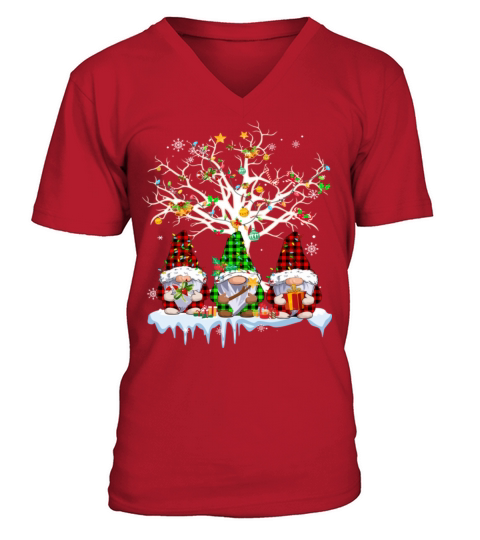 Gnomes Merry Christmas Light Family Gnome Xmas V-Neck T-shirt