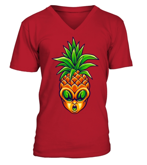 Hawaii Hawaiian Pineapple Alien V-Neck T-shirt