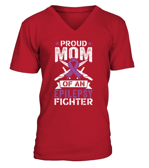 Mom Of An Mom Of An Epilepsy Fighter Epilepsy V-Neck T-shirt