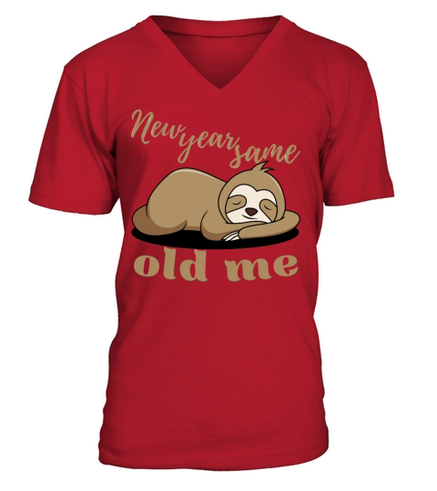 New Year Same Old Me Lazy Sloth Uglu Christmas V-Neck T-shirt