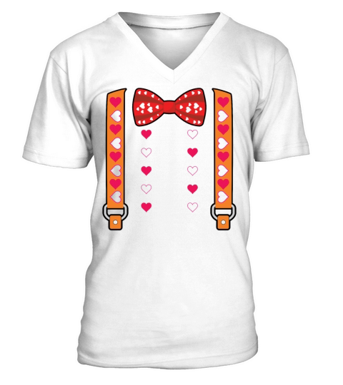 Valentines Bow Tie Hearts Day Valentines V-Neck T-shirt