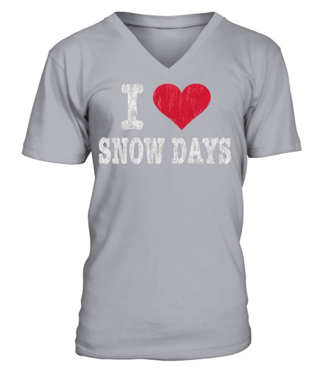 Vintage I Love Snow Days Funny V-Neck T-shirt