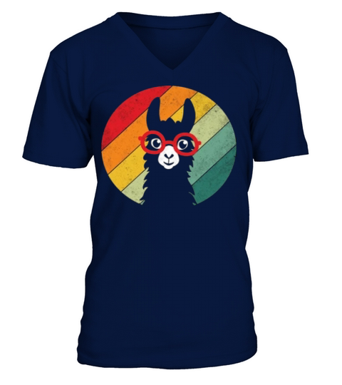 Vintage Llama Retro Colorful Alpaca V-Neck T-shirt