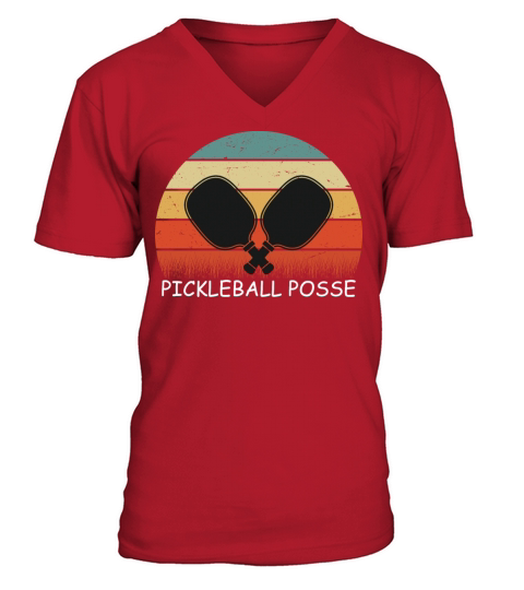 Vintage Pickleball Posse Funny Pickleball V-Neck T-shirt