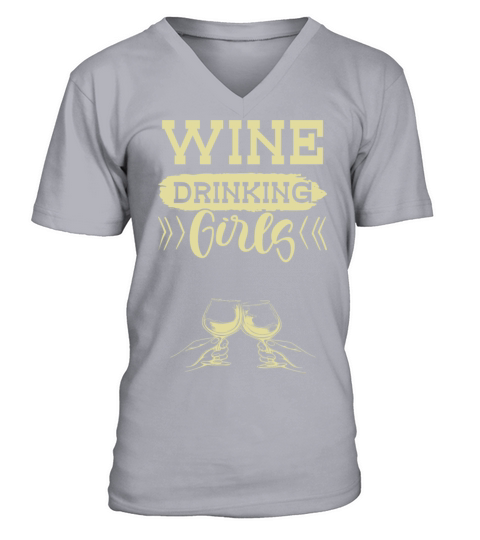 wine drinking girls V-Neck T-shirt