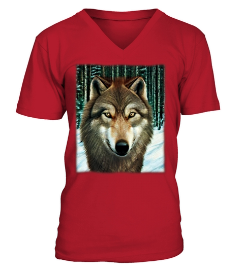 Wolf artwork design predator face imprint V-Neck T-shirt