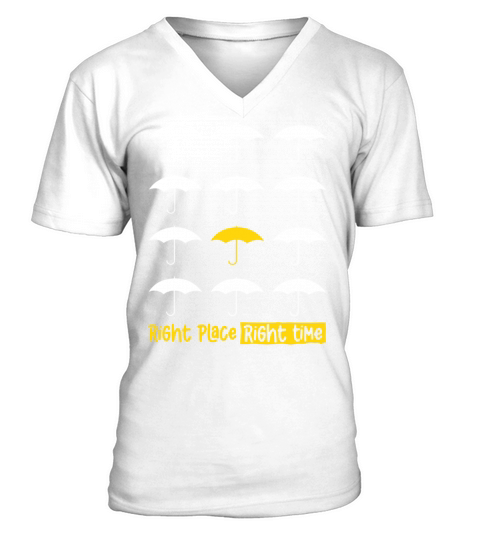 Yellow Umbrella Right Place Right Time V-Neck T-shirt
