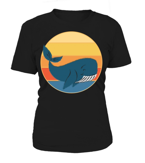 Cute Kawaii Whale Retro Sunset Vintage Ocean Women's T-Shirt