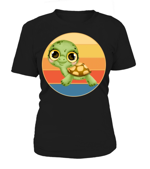 Cute Turtle Vintage Retro Sunset Marine Animal Women's T-Shirt