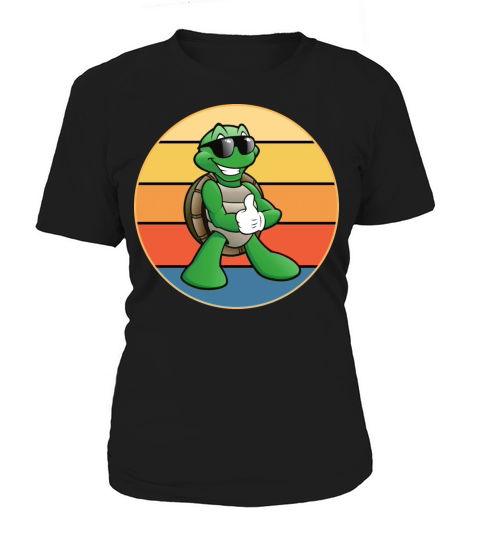 Cute Turtle Vintage Retro Sunset Marine Animal Women's T-Shirt