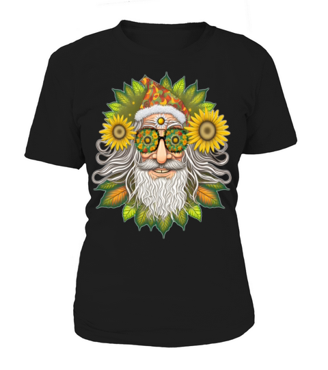 Merry Christmas Hippie Santa Claus Sunflower Christmas Women's T-Shirt