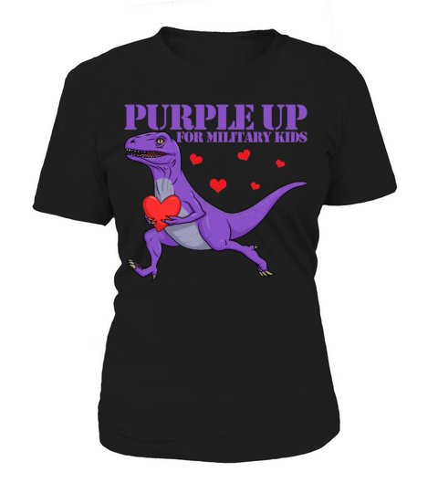 Purple Up For Military Kids Raptor Dinosaur Boys Women's T-Shirt