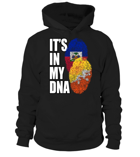Bhutanese And Haitian Mix Heritage DNA Flag Hoodie Unisex
