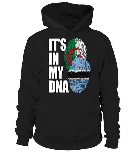 Botswana And Algerian Mix Heritage DNA Flag Hoodie Unisex