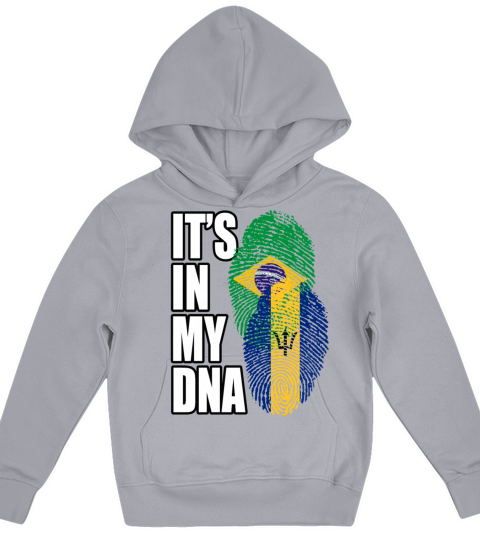 Barbadian And Brazilian Mix Heritage DNA Flag Kids Hoodie