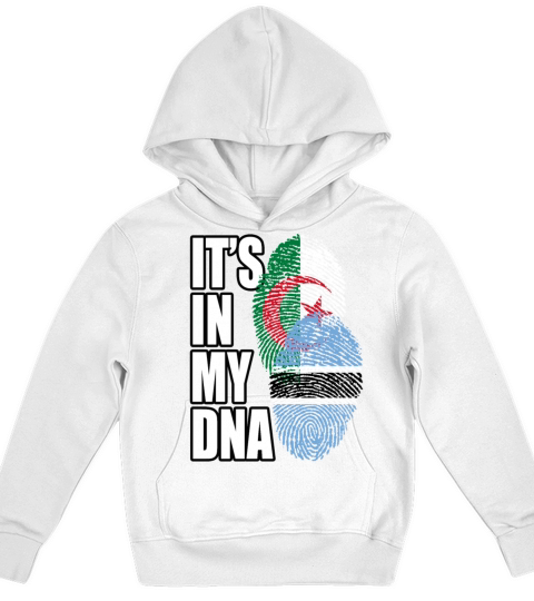 Botswana And Algerian Mix Heritage DNA Flag Kids Hoodie