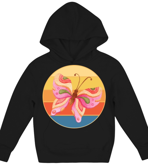 Cute Butterfly Retro Sunset Vintage Animal Insect Kids Hoodie