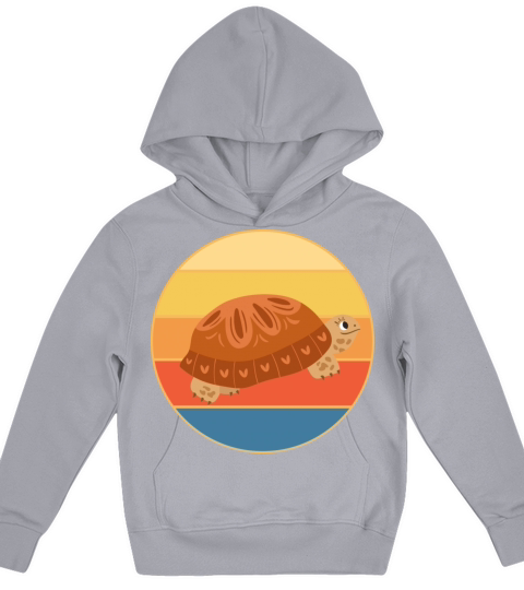 Cute Turtle Vintage Retro Sunset Marine Animal Kids Hoodie