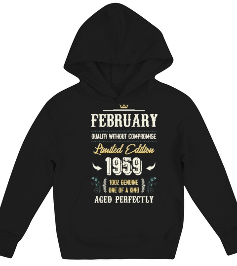 February 1959 Vintage Birthday Present Kids Hoodie