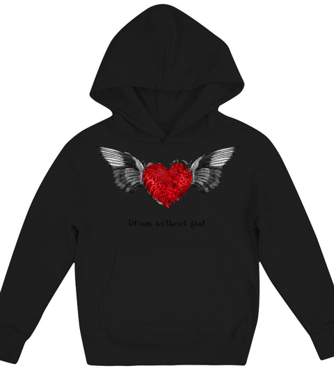 heart with wings and love quote Kids Hoodie