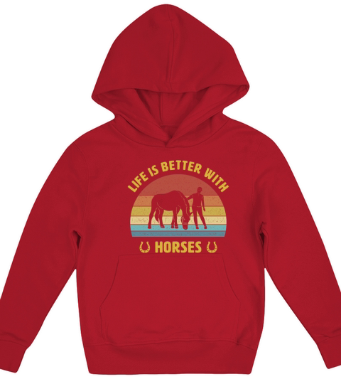Life is better with horses Riding stable horseback Kids Hoodie