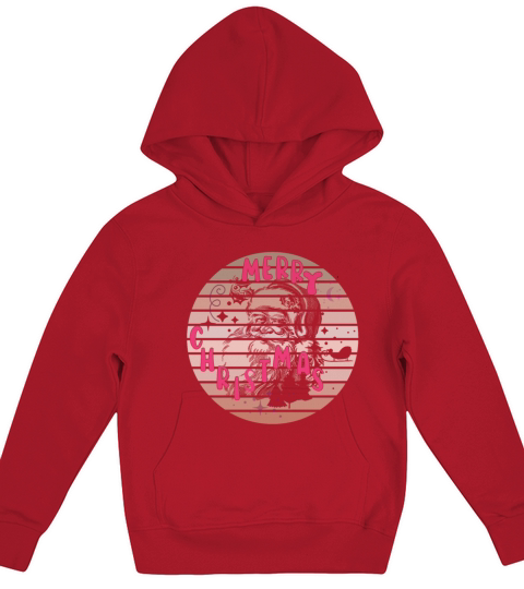 Merry Christmas groovy retro vintage pink Santa C Kids Hoodie