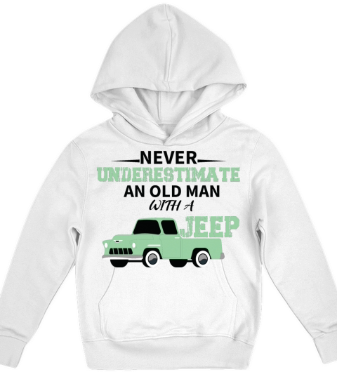never underestimate an old man with a jeep Kids Hoodie