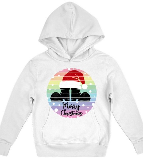 Merry Christmas Santa Claus Boots Vintage Retro Sunset Background Kids Hoodie