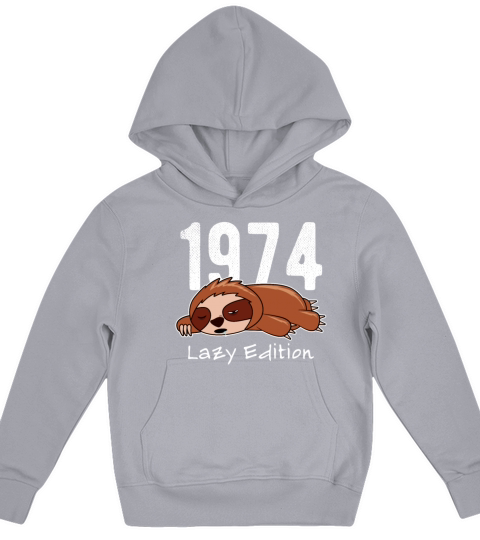 Sloth Vintage 1974 Birthday Lazy Edition Kids Hoodie