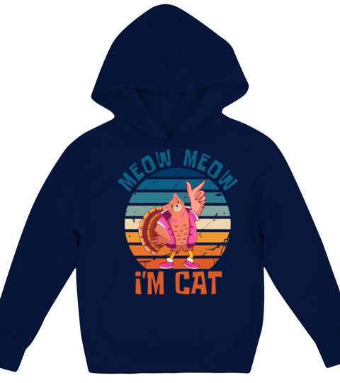 Thanksgiving Funny Turkey Fake Cat Kids Hoodie