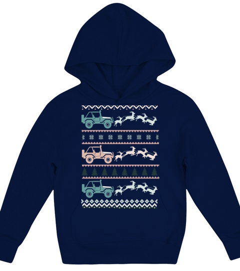 Merry Christmas Ugly Christmas shirt with car and reindeer team Kids Hoodie