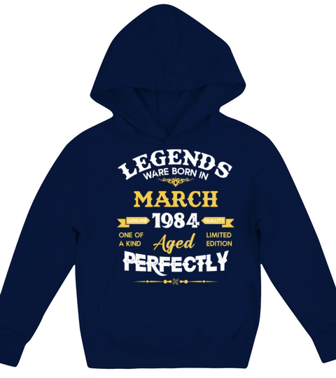 Vintage Aged To Perfection March 1984 Kids Hoodie