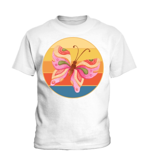 Cute Butterfly Retro Sunset Vintage Animal Insect Kids T-Shirt