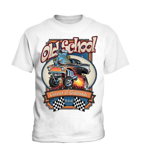 Old School Gassers and Gearheads Car Cartoon Kids T-Shirt