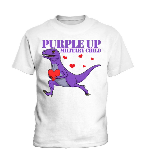 Purple Up Military Child Raptor Dinosaur Boys Kids T-Shirt