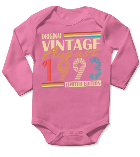 30th birthday vintage 1993 original august 1993 Long Sleeve Baby One-Piece