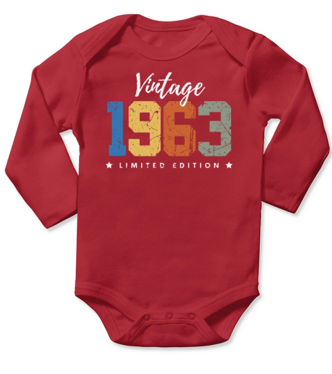 60 Years Vintage 1963 Retro 60th Birthday Long Sleeve Baby One-Piece