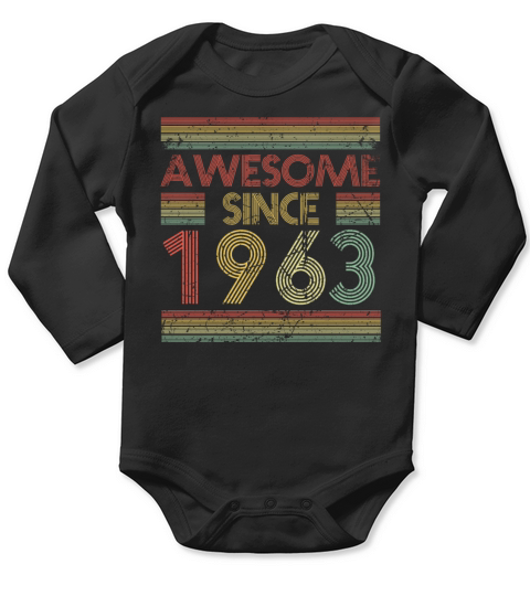 60 Years Vintage 1963 Retro 60th Birthday Long Sleeve Baby One-Piece