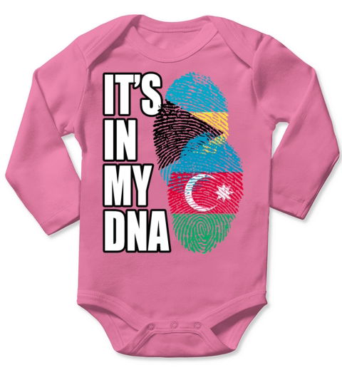 Azerbaijani And Bahamian Mix Heritage DNA Flag Long Sleeve Baby One-Piece