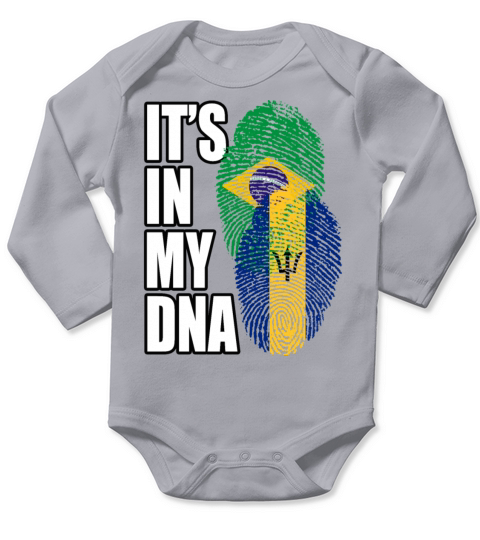 Barbadian And Brazilian Mix Heritage DNA Flag Long Sleeve Baby One-Piece