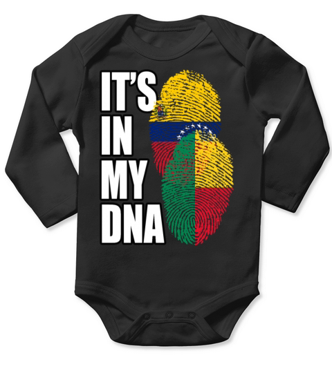 Beninese And Venezuelan Mix Heritage DNA Flag Long Sleeve Baby One-Piece