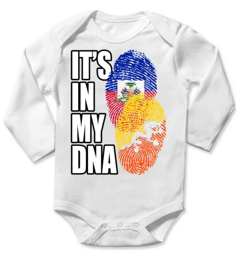 Bhutanese And Haitian Mix Heritage DNA Flag Long Sleeve Baby One-Piece